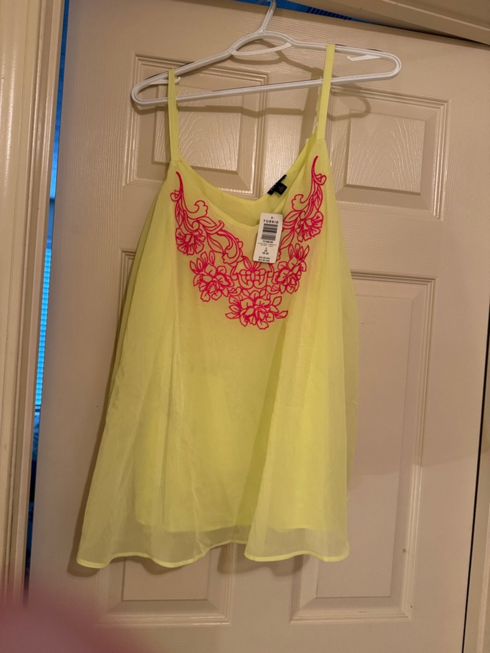 torrid Yellow Camisole with Pink Floral Embroidery